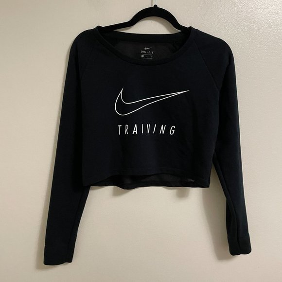 Nike Tops - Nike women’s crewneck sweatshirt black cropped mesh back size small